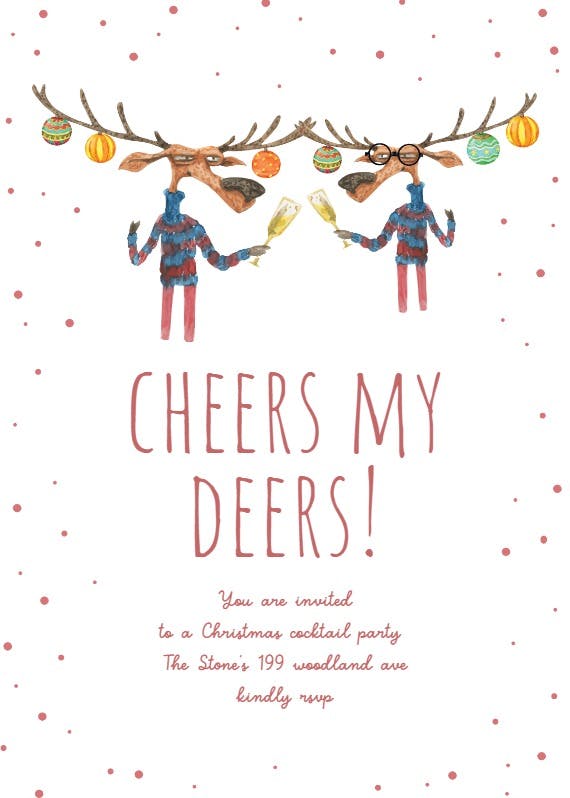 Cheers deers - invitación de navidad