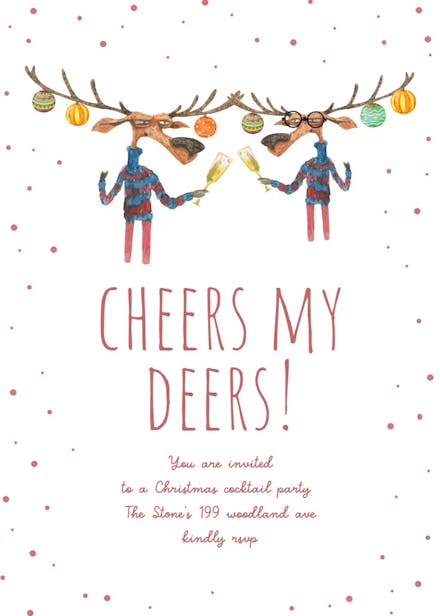 Cheers Deers - Christmas Invitation Template (Free) | Greetings Island