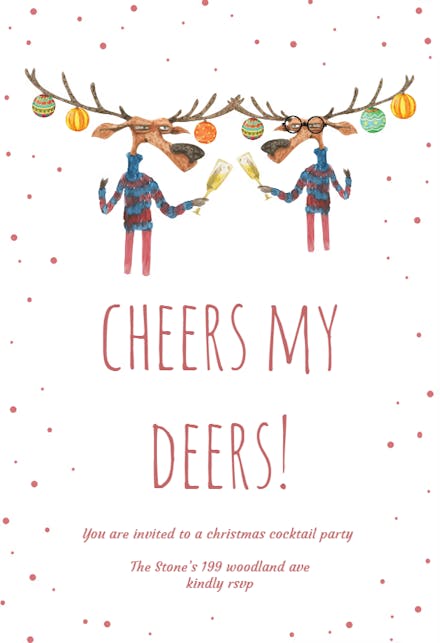 Cheers Deers - Holidays Invitation