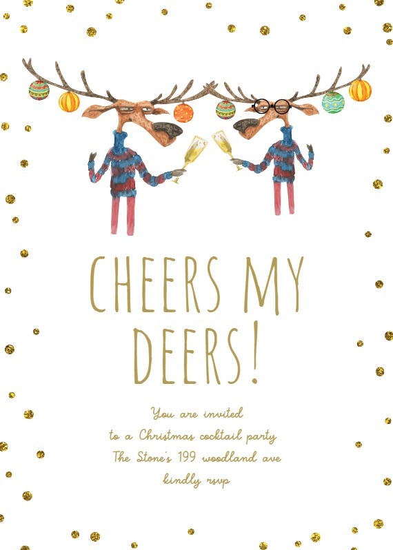 Cheers deers - cocktail party invitation