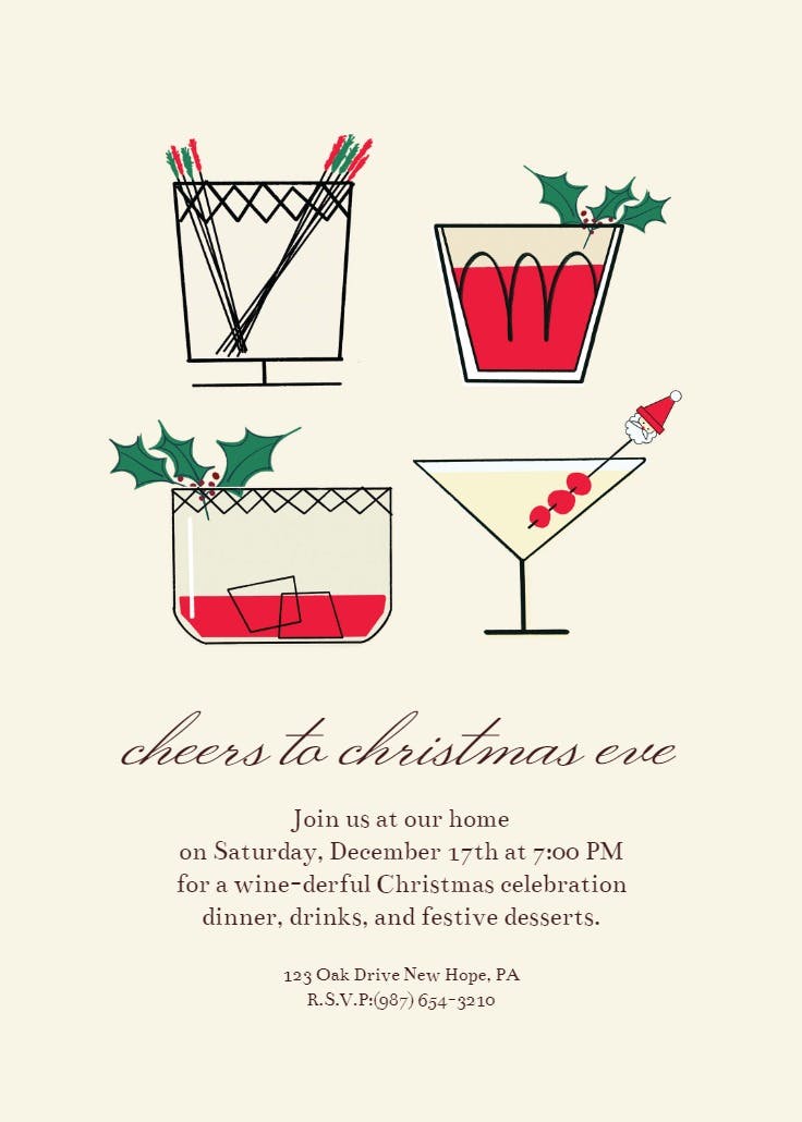 Cheers to christmas eve - cocktail party invitation