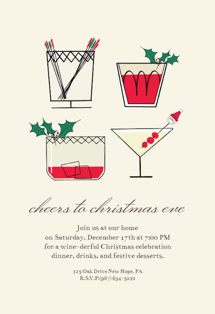 Cheers to Christmas Eve - Christmas Invitation