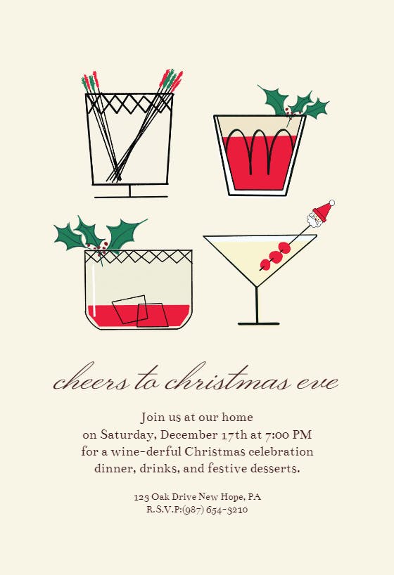 Cheers to christmas eve - christmas invitation