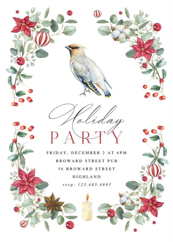 Christmas bird -  invitación de fiesta