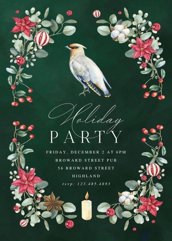 Christmas bird - party invitation
