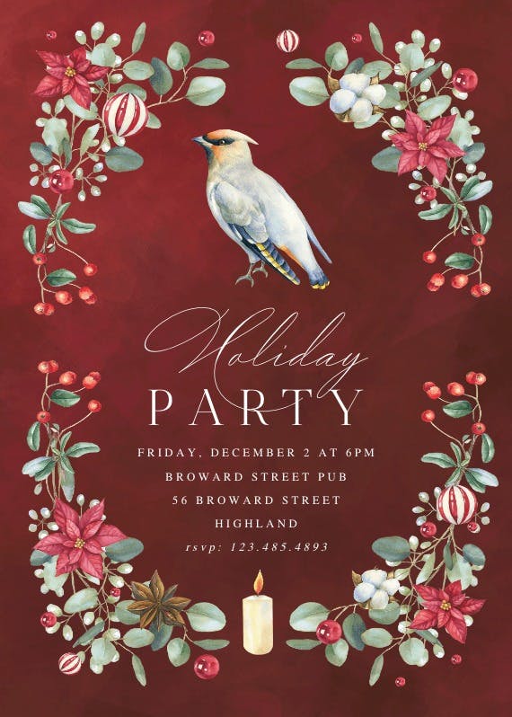 Christmas bird - party invitation