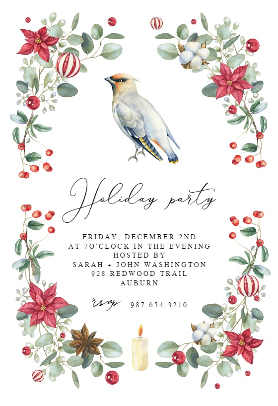 Christmas Bird - Christmas Invitation Template (Free) | Greetings Island