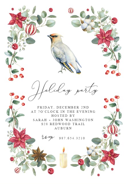 Christmas Bird - Christmas Invitation