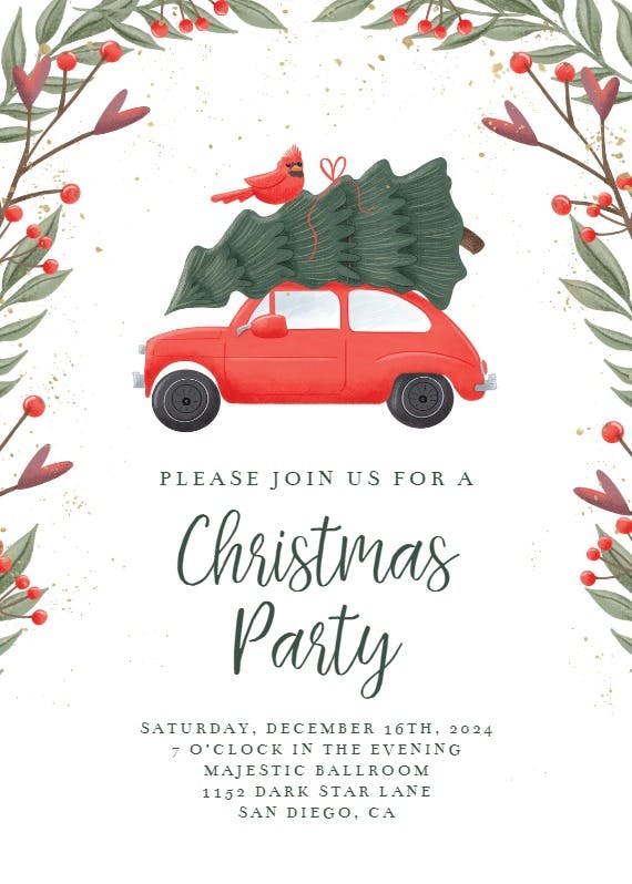 Christmas car - holidays invitation