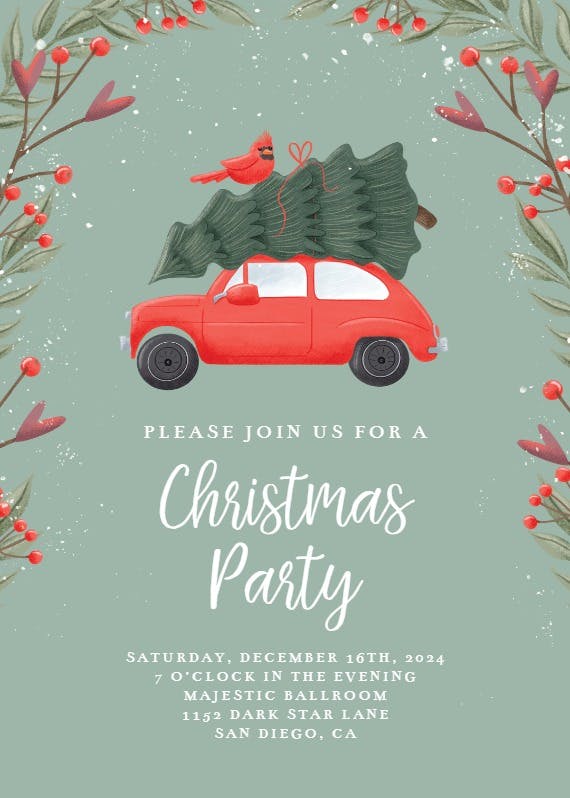 Christmas car - holidays invitation