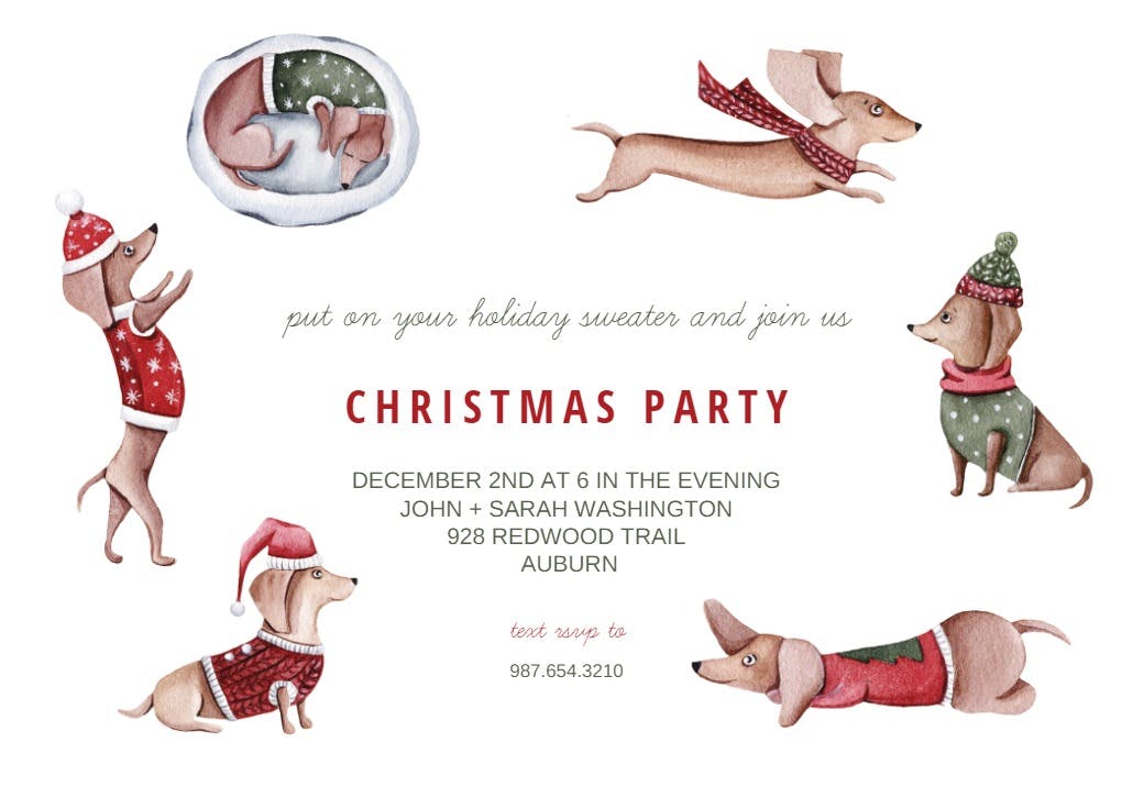 Christmas dog - christmas invitation