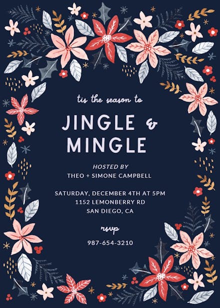 Christmas floral - christmas invitation