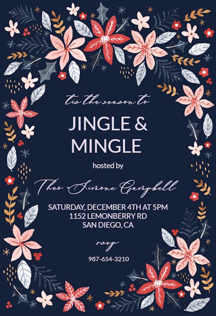 Christmas Floral - Christmas Invitation