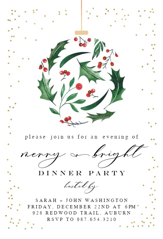 Christmas Floral Ball - Christmas Invitation Template (Free ...