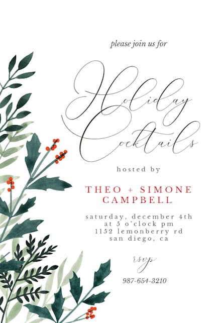 Christmas Foliage - Holidays Invitation