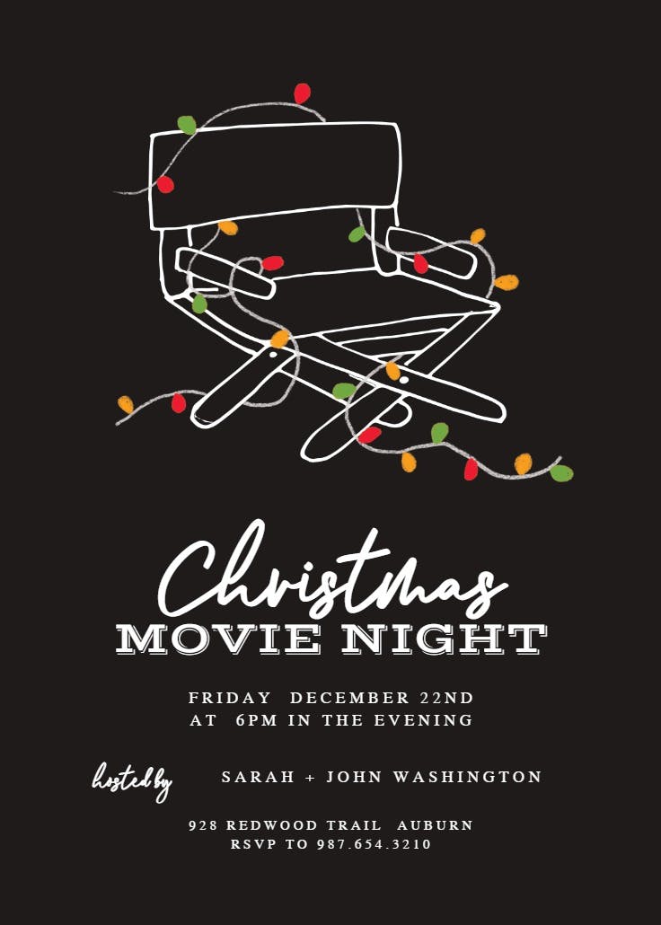 Christmas movie night - christmas invitation