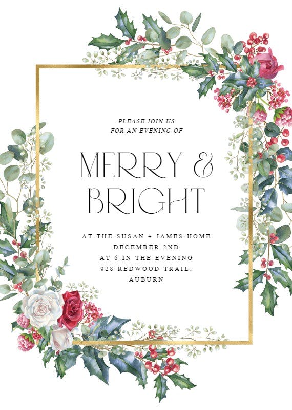 Christmas wreath - dinner party invitation