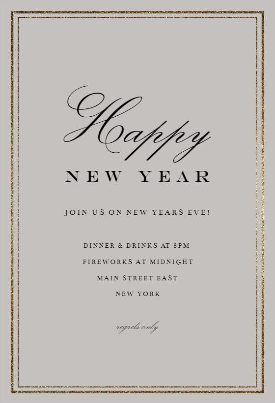 Classy new year - new year invitation