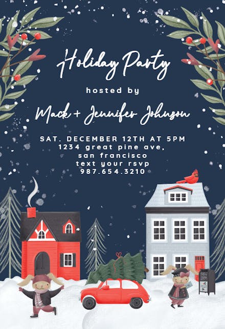 Cozy town - Christmas Invitation