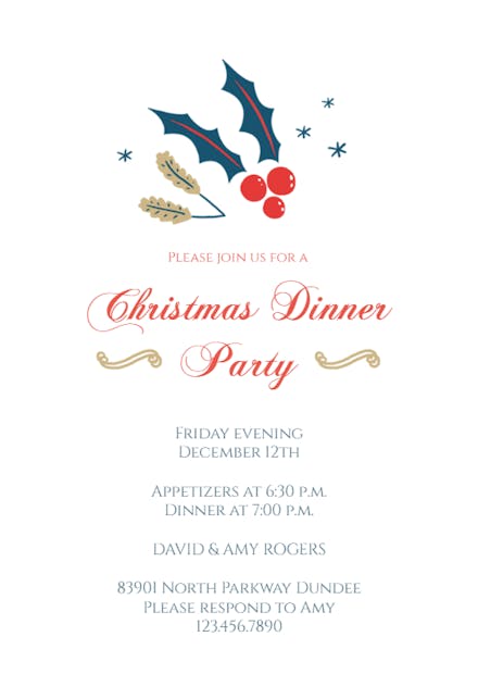 December Dinner - Christmas Invitation