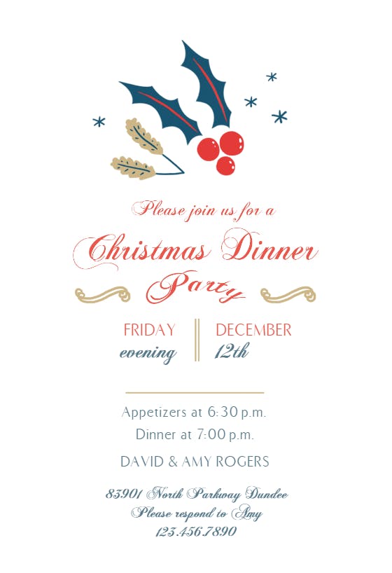 December dinner - holidays invitation
