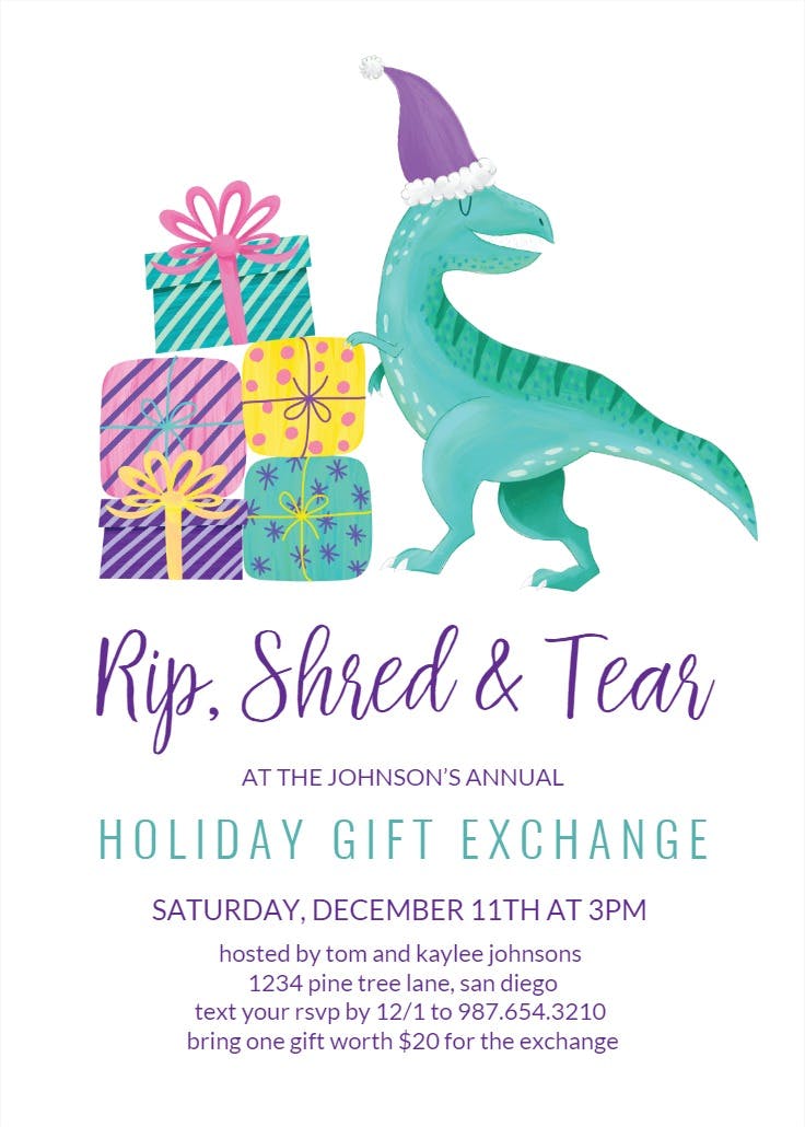 Dino pastel christmas - christmas invitation