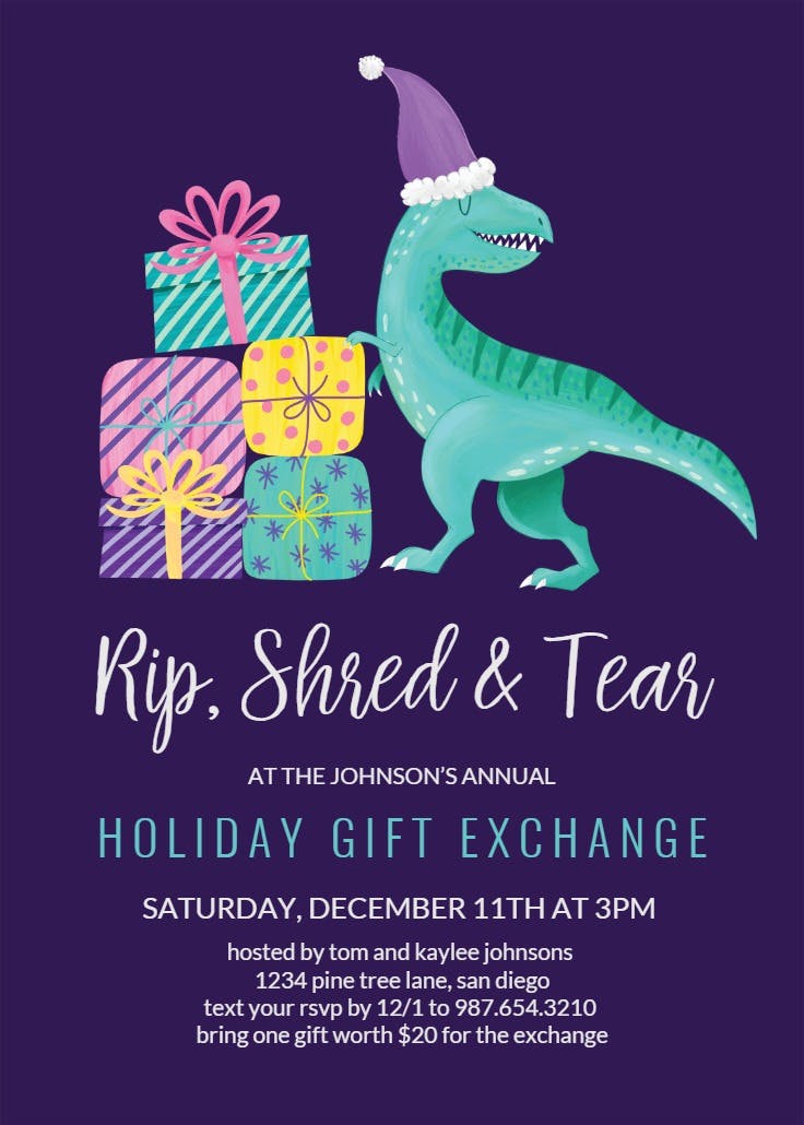 Dino pastel christmas - christmas invitation