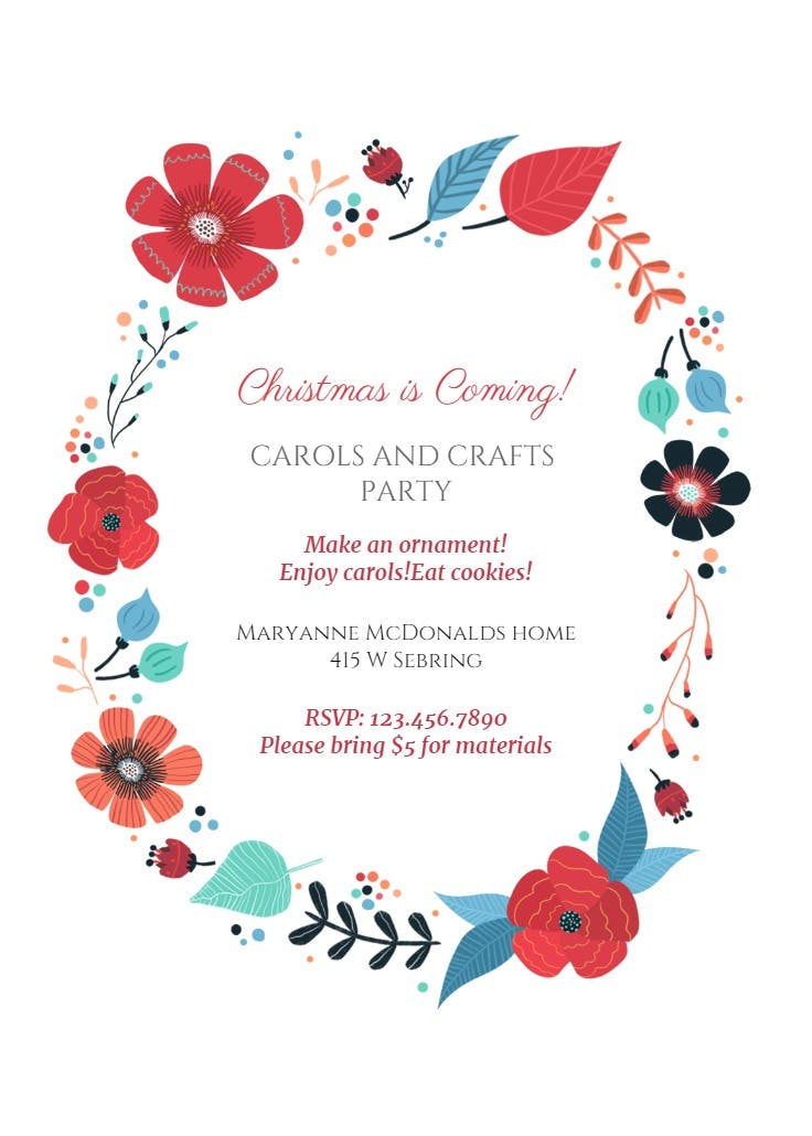 Festive floral circle - christmas invitation