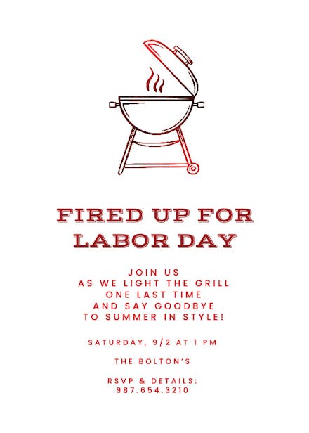 Fired up fun - labor day invitation