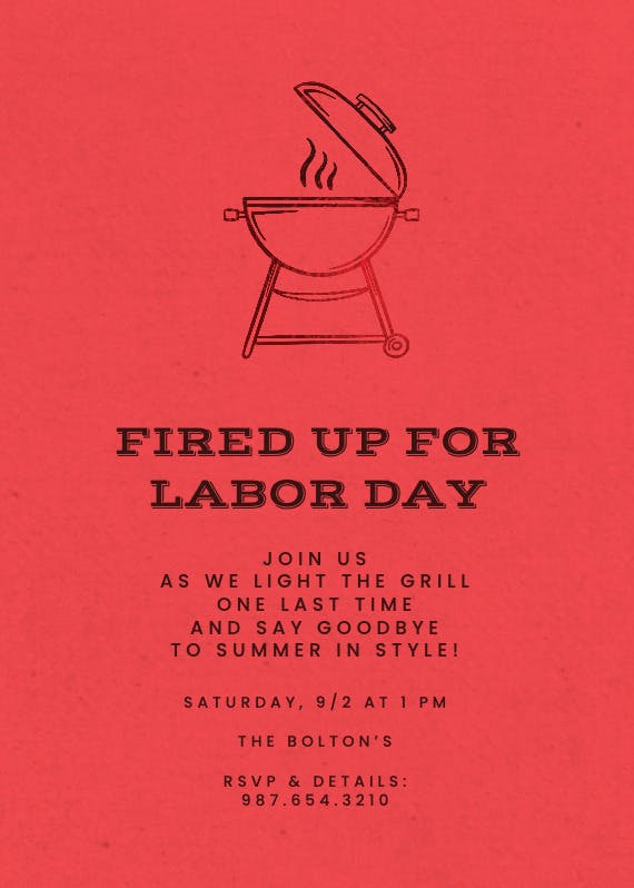 Fired up fun - labor day invitation