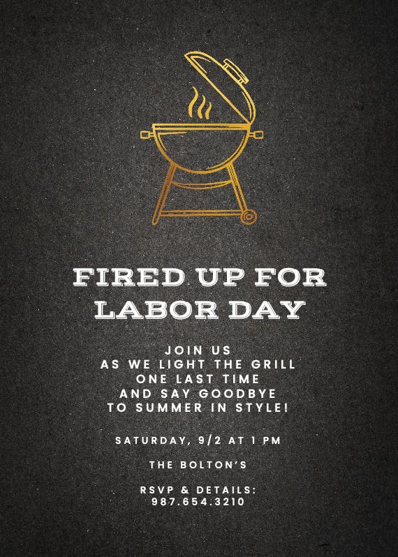 Fired up fun - labor day invitation