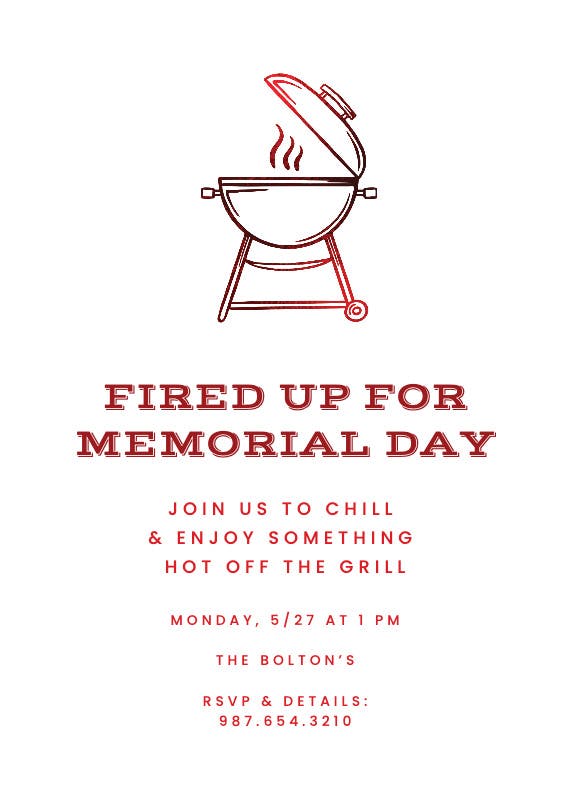 Fired up fun - memorial day invitation
