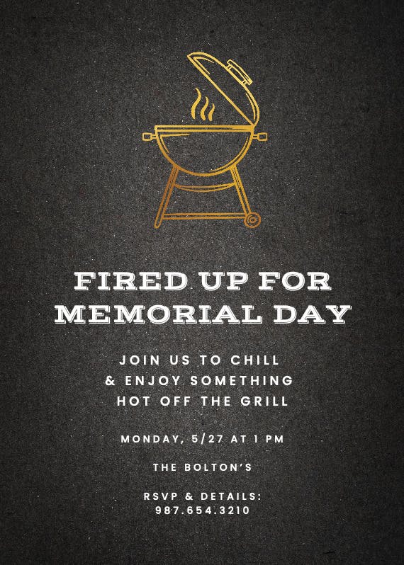 Fired up fun - invitación del día conmemorativo