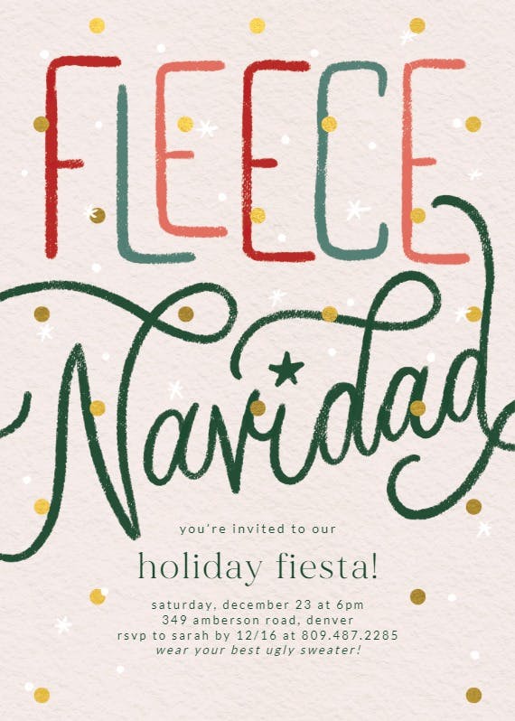 Fleece Navidad - Christmas Invitation Template (Free) | Greetings Island