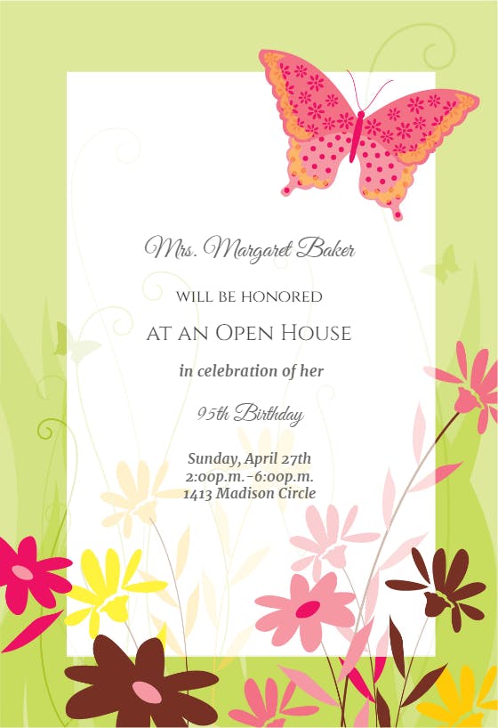 Floral and butterfly -  invitation template