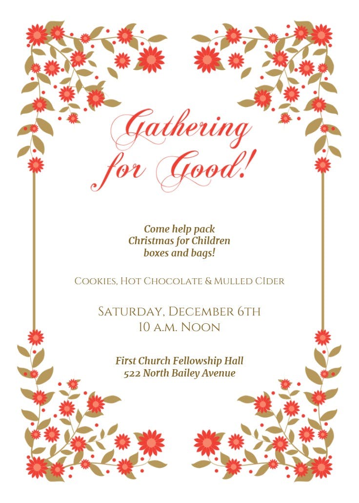 Floral corner sprays - christmas invitation