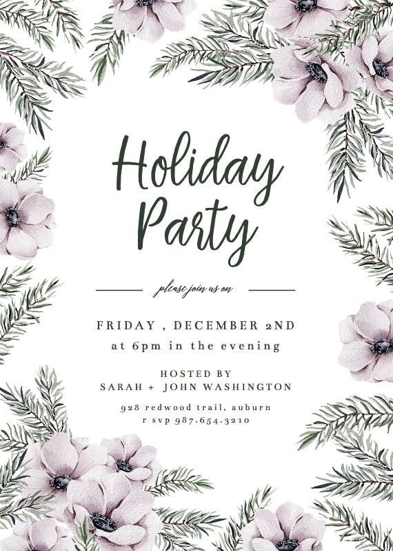 Flower and pines - christmas invitation
