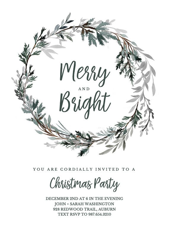 Frost bound wreath - printable party invitation