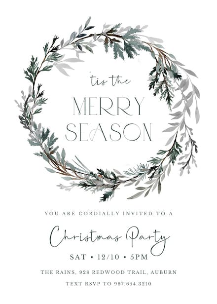 Frost bound wreath - christmas invitation