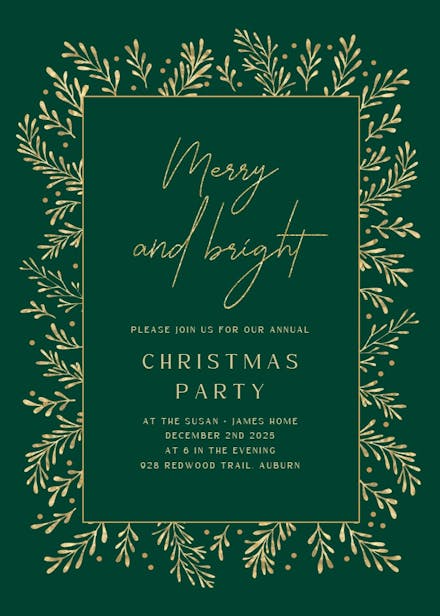 Gold leaf border - christmas invitation