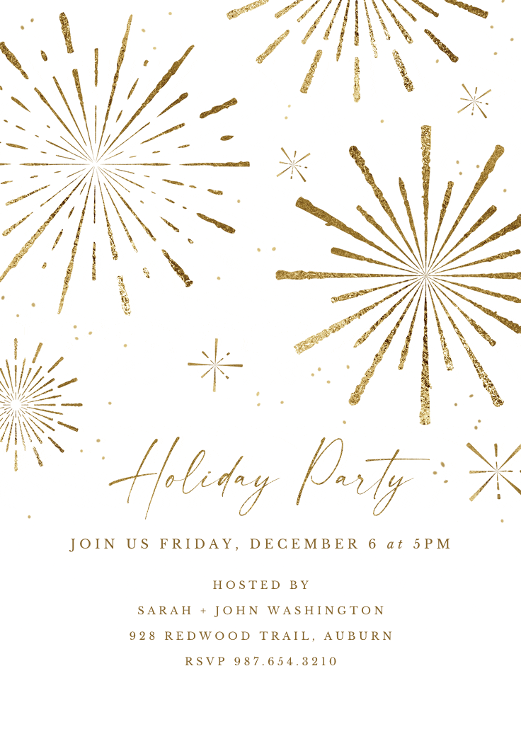 Golden fireworks - christmas invitation