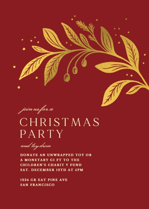 Golden flora - christmas invitation