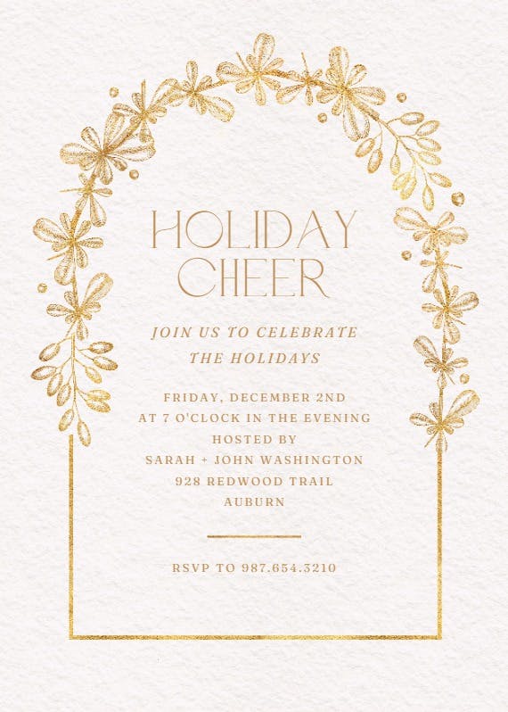 Golden floral arc - christmas invitation