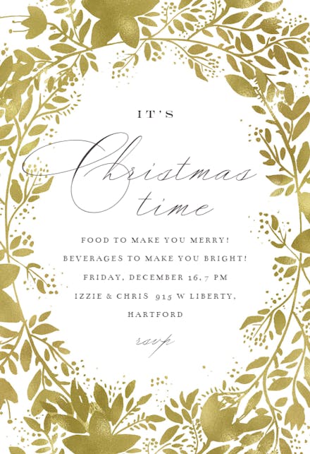 Golden lace flowers - Christmas Invitation