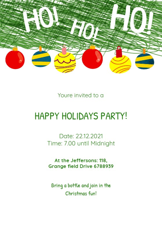 Happy holidays party - christmas invitation