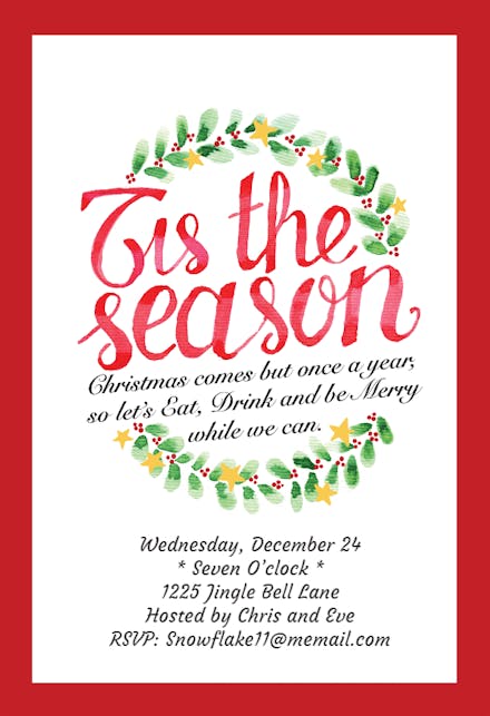 Here Comes Christmas - Christmas Invitation