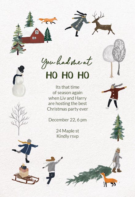 HO HO HO - Christmas Invitation