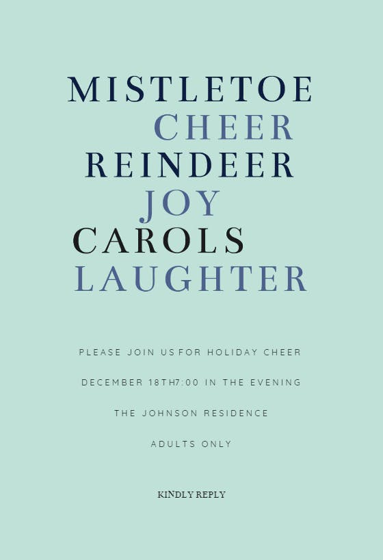 Holiday cheer - christmas invitation