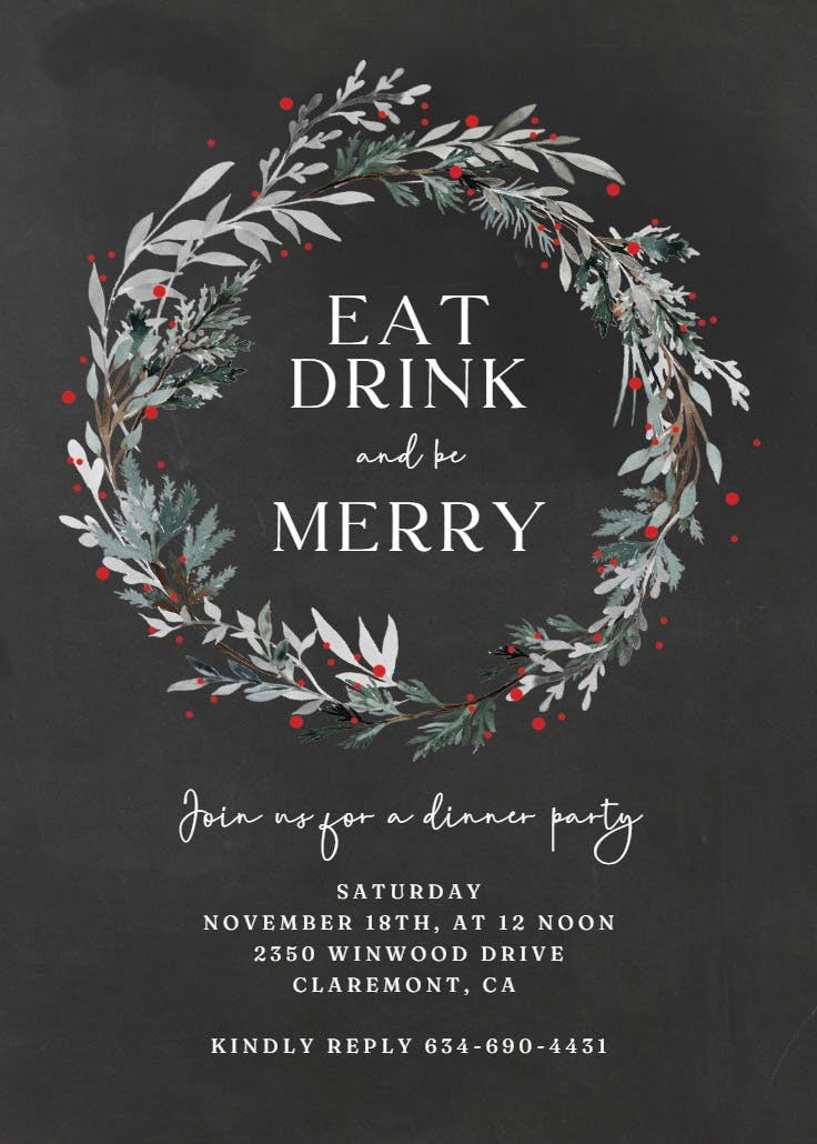 Holiday wreath - christmas invitation