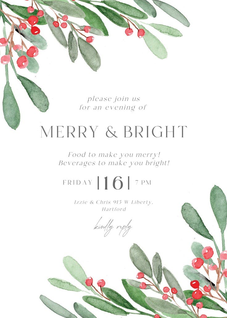 Holidays greenery - christmas invitation